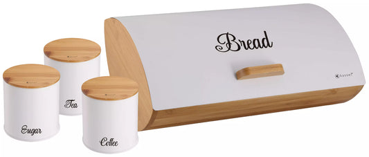 Bread Bags – Steel-bamboo bread box with white Kassel containers - Carlat