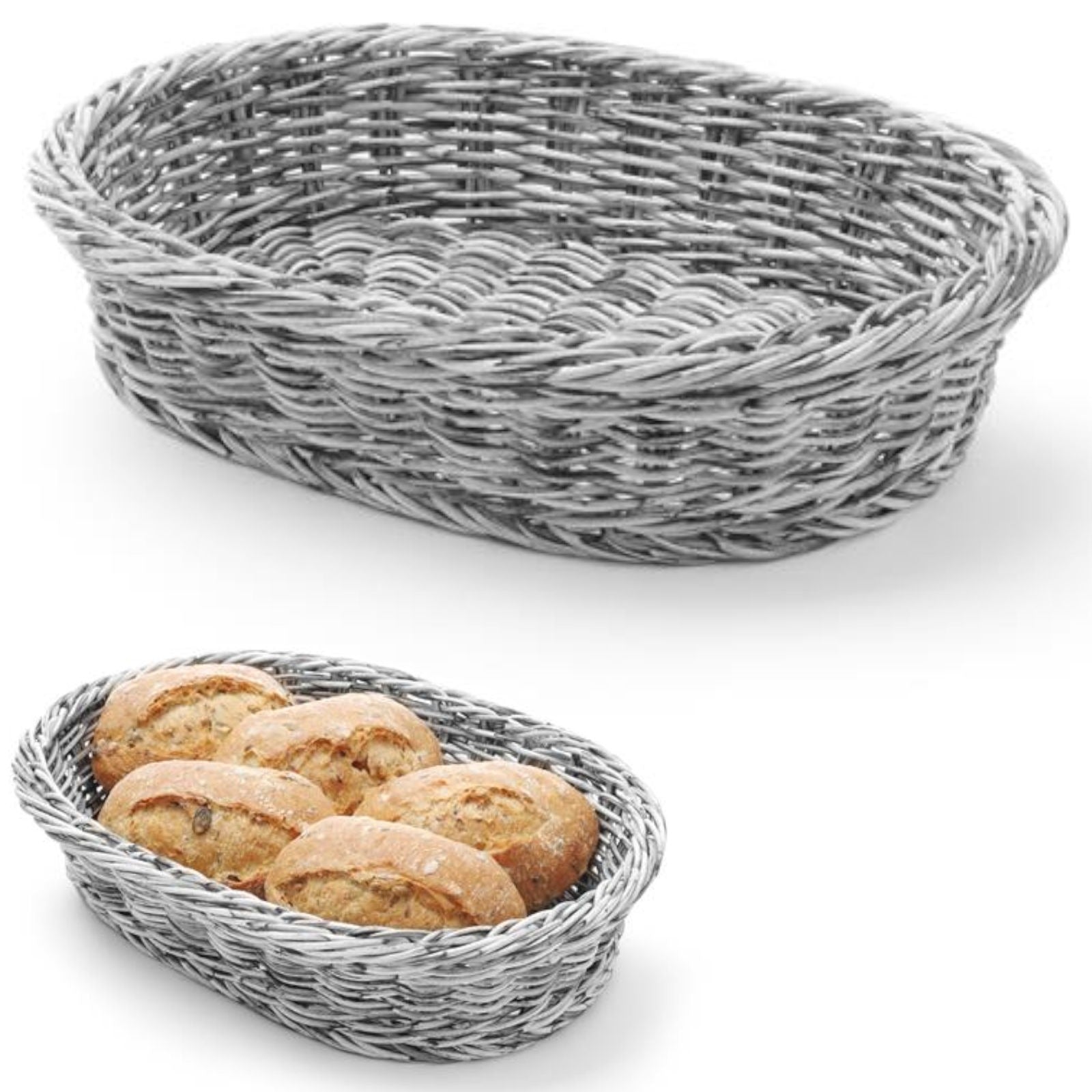Bread Boxes & Bags – Oval polypropylene bread basket, gray - Carlat