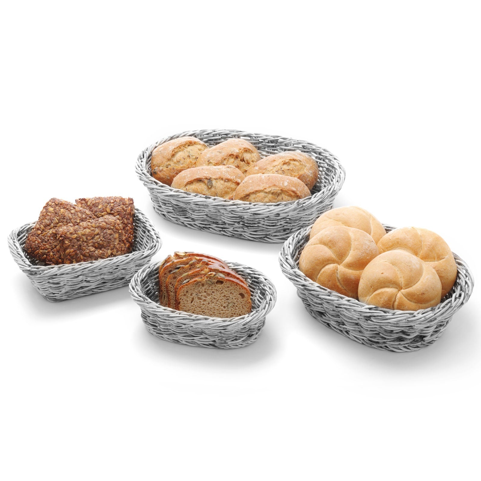 Bread Boxes & Bags – Oval polypropylene bread basket, gray - Carlat