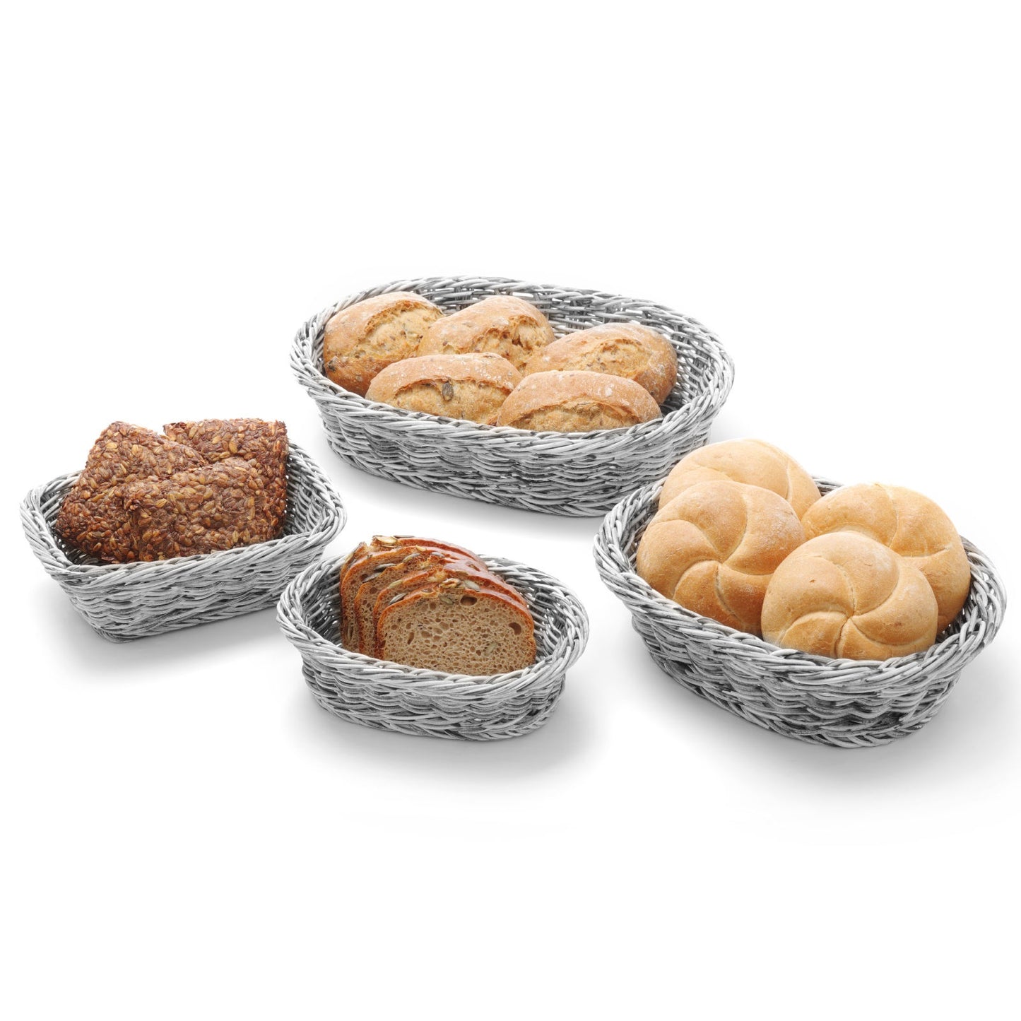Bread Boxes & Bags – Oval polypropylene bread basket, gray - Carlat