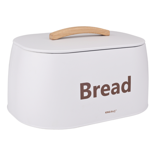 Bread box, metal, wooden handle, 34x24x18.5 cm, white, Kinghoff, KH-1947 - Carlat