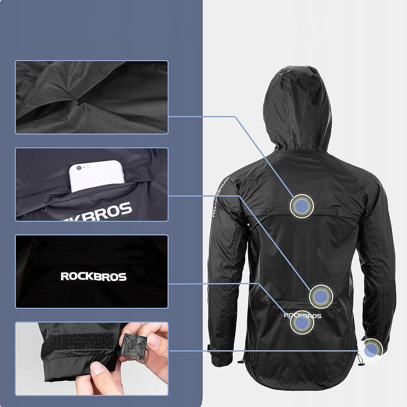Breathable, windproof raincoat XXXL - black - Carlat