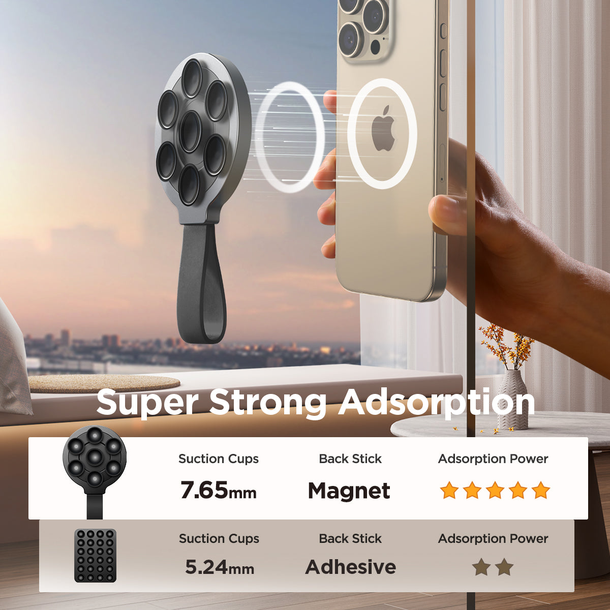 Brilliant magnetic phone holder with suction cups, black - Carlat