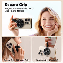 Brilliant magnetic phone holder with suction cups, black - Carlat