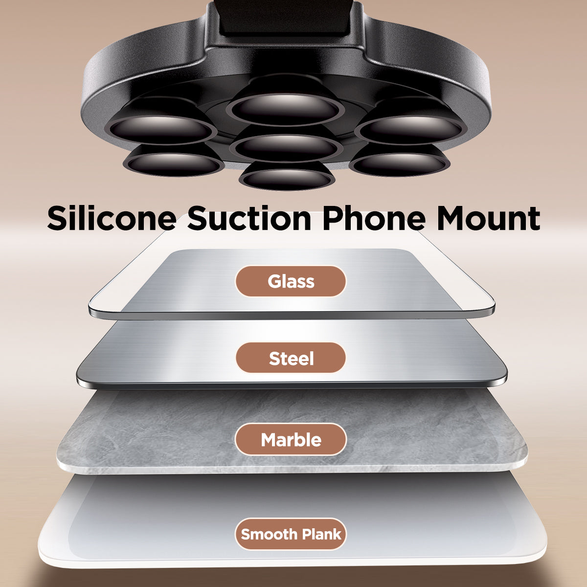 Brilliant magnetic phone holder with suction cups, black - Carlat