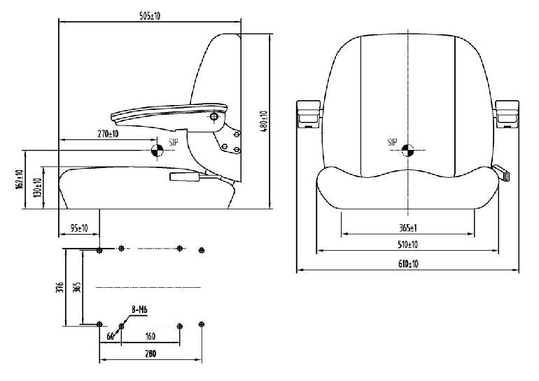 C6 fabric  seat upper with turntable