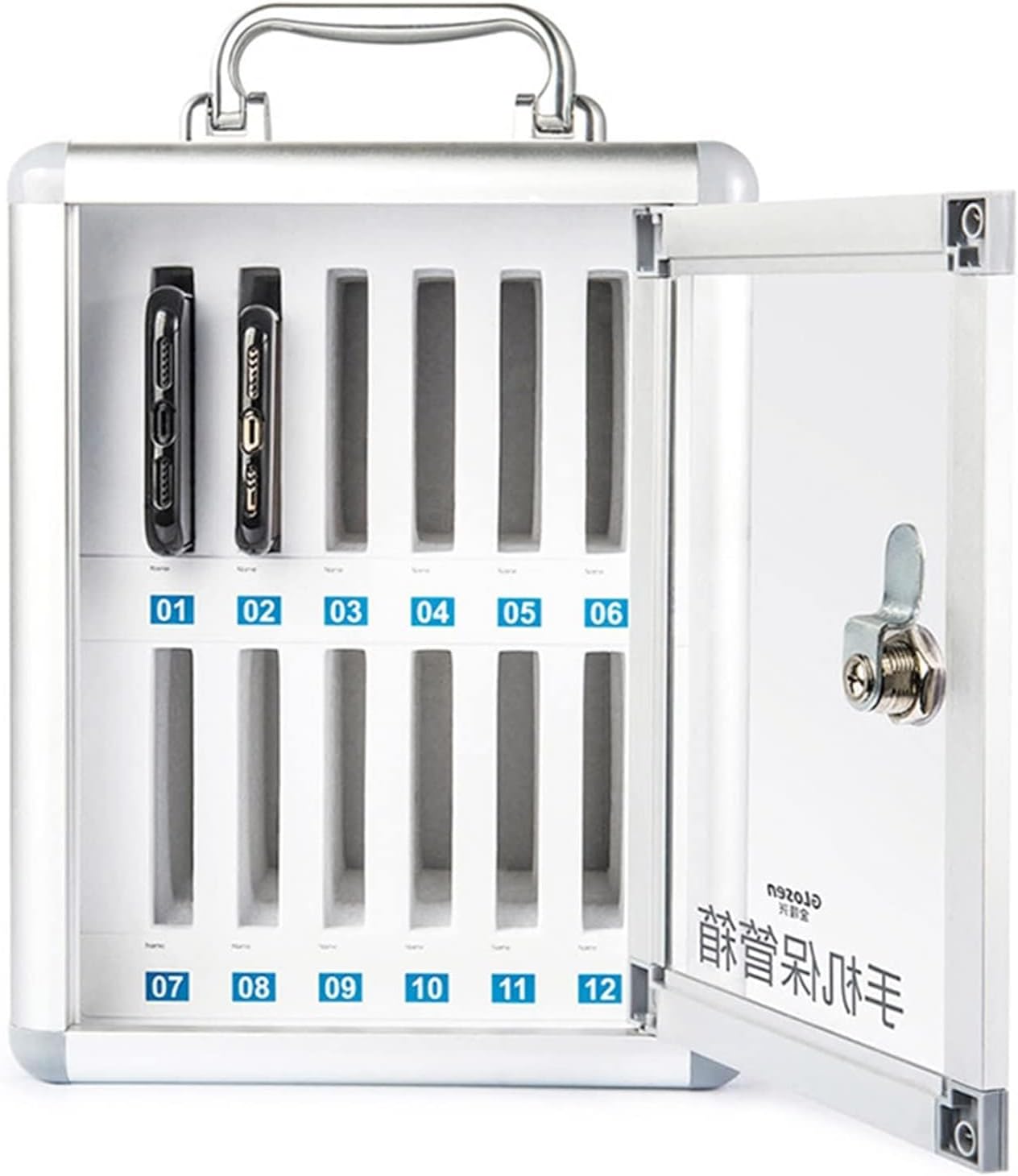 CMHYBS Mobile Phone Locker, 12/24/36/48/60 Compartments, Aluminium Alloy, Mobile Phone Management Storage Cabinets for Military and School Classrooms, Wall Mountable (Size: 60) - Carlat