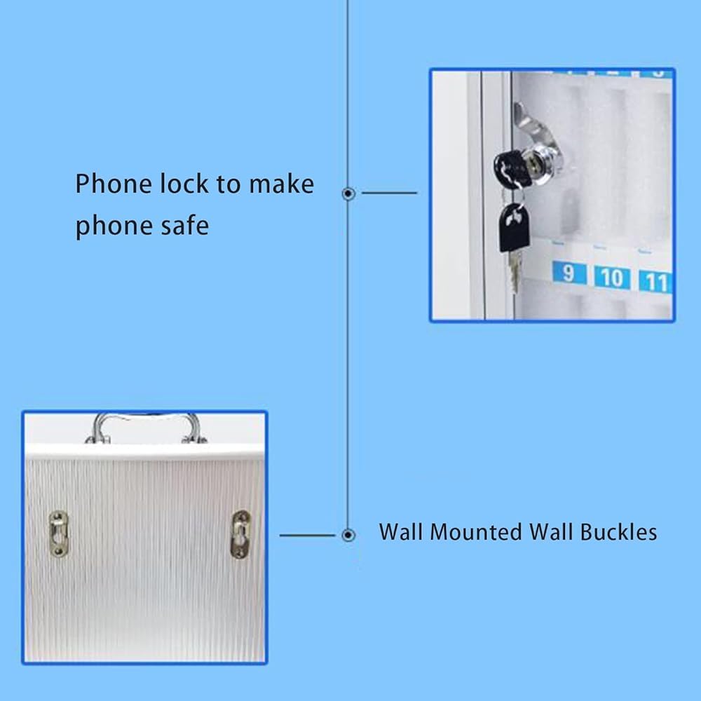 CMHYBS Mobile Phone Locker, 12/24/36/48/60 Compartments, Aluminium Alloy, Mobile Phone Management Storage Cabinets for Military and School Classrooms, Wall Mountable (Size: 60) - Carlat
