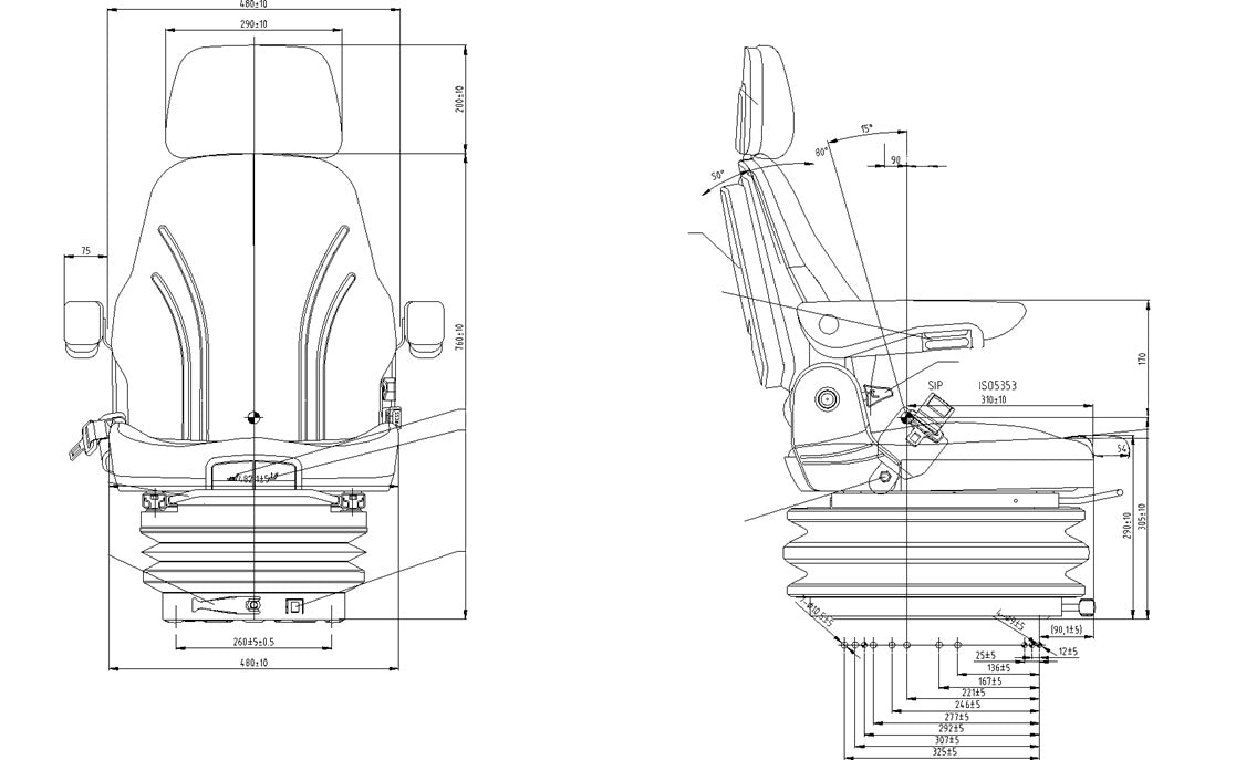 CS85/C2 PRO AR TT Mechanical suspension seat Turntable - Carlat