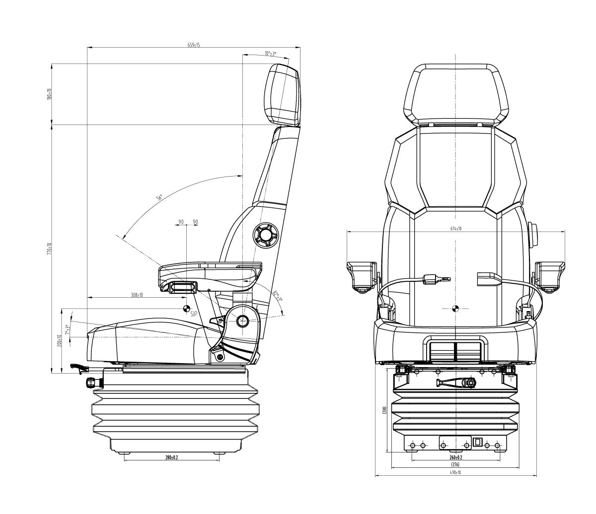 MGV120/C8 Pro AH Mechanical suspension seat - Carlat