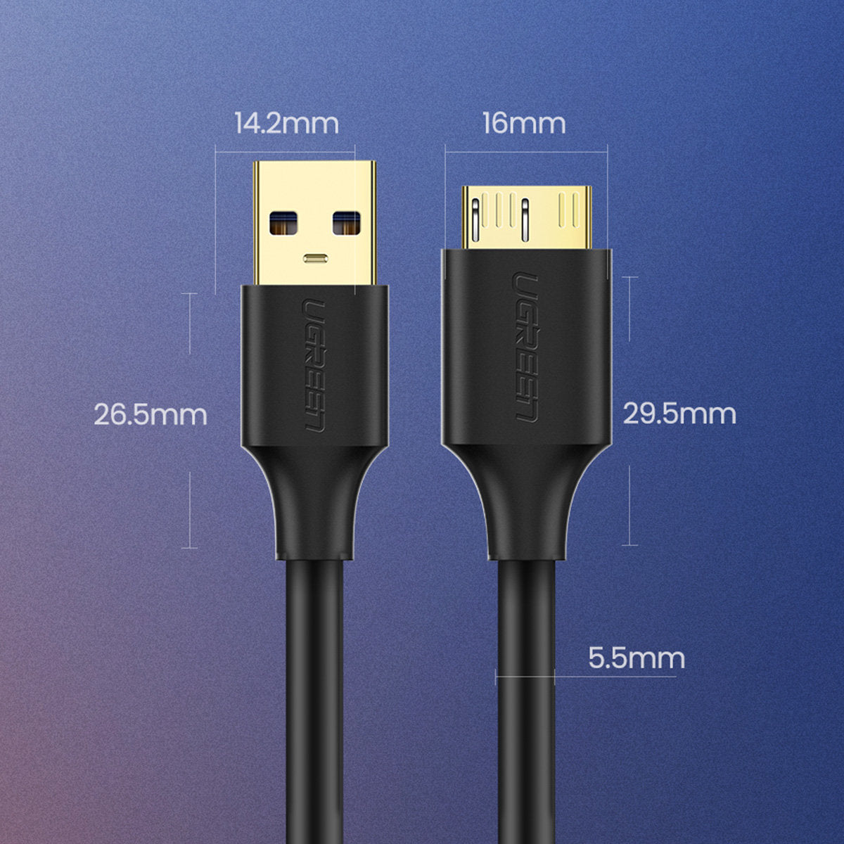 Cable drive cable USB-A 3.0 - Micro USB-B SuperSpeed 5Gb/s 1m black - Carlat
