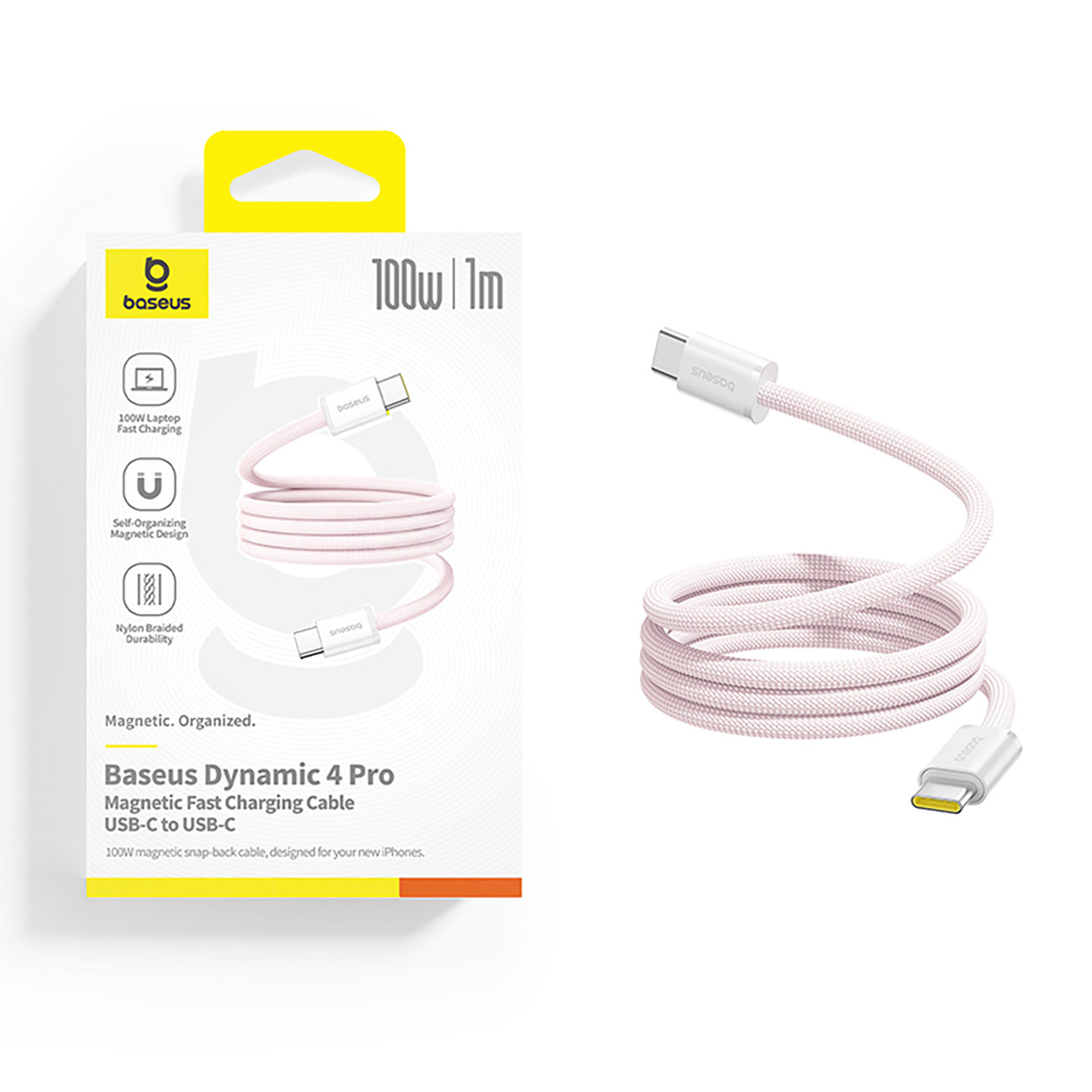 Cable self-laying USB-C Dynamic 4 Pro 100W 1m - pink - Carlat