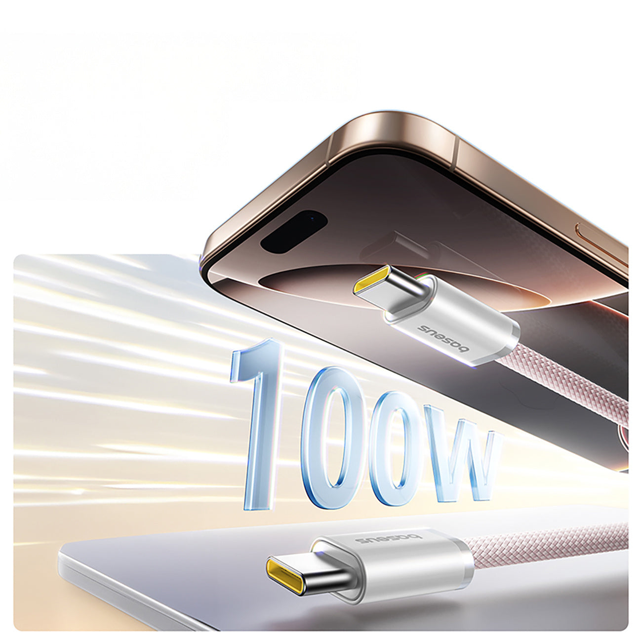 Cable self-laying USB-C Dynamic 4 Pro 100W 1m - pink - Carlat
