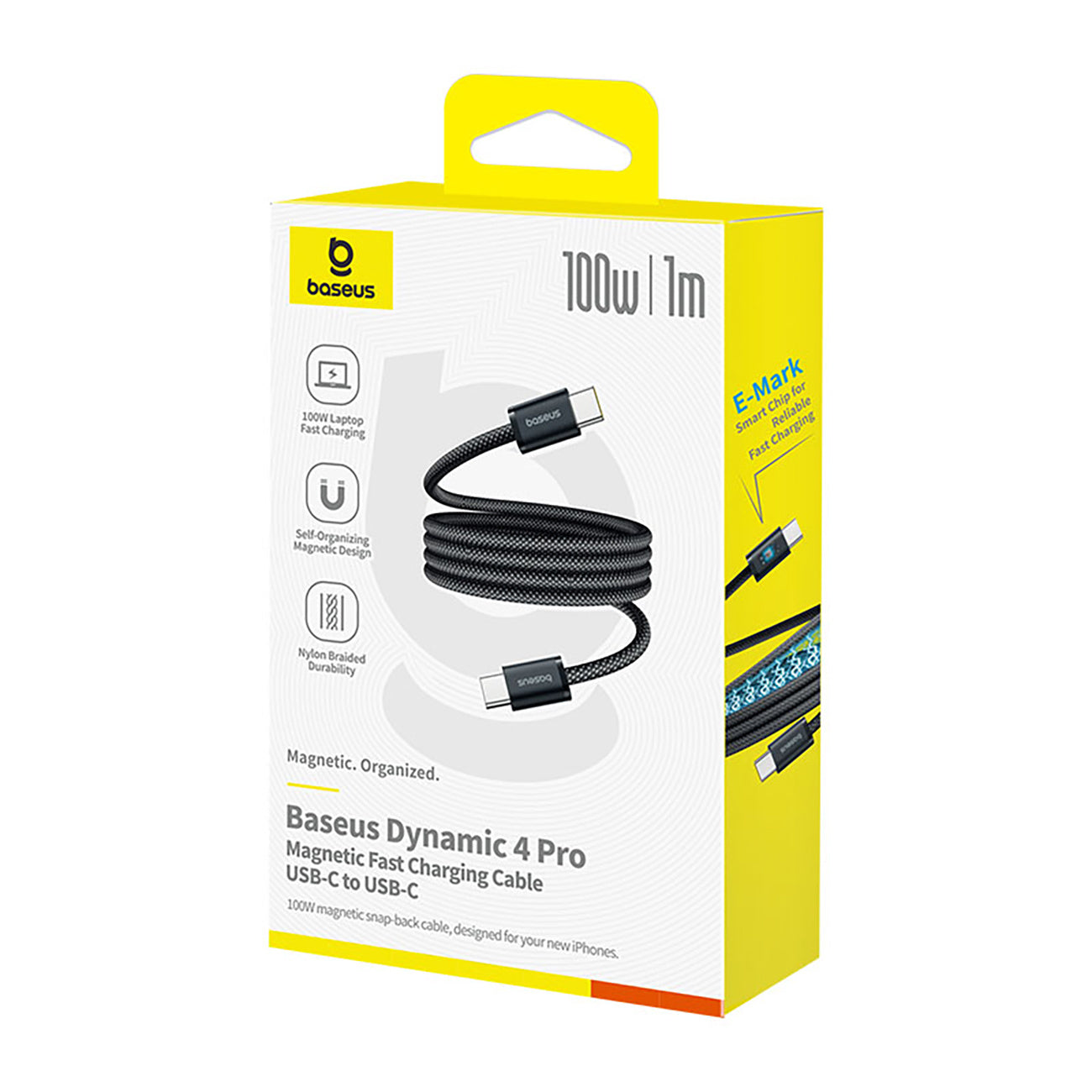 Cable tangle-free USB-C 100W 1m - black - Carlat