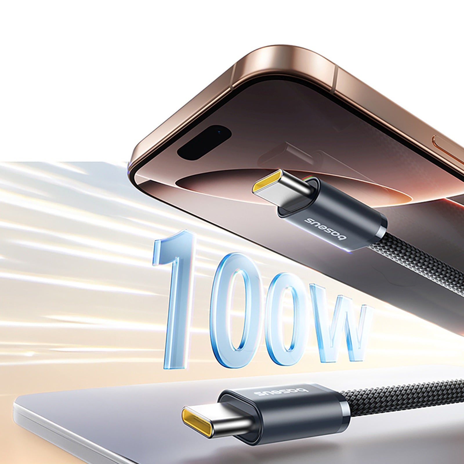 Cable tangle-free USB-C 100W 1m - black - Carlat