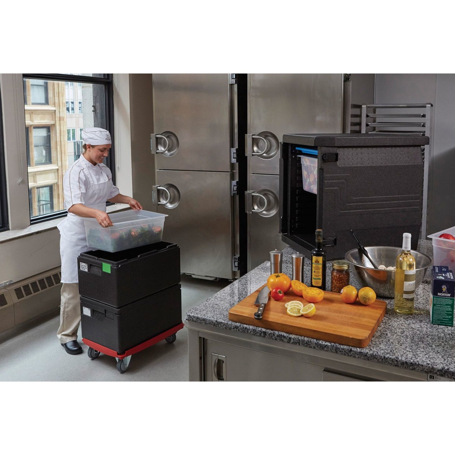Camdolly trolley for GN 1/1 Cam GoBox thermal insulated containers - red - Carlat