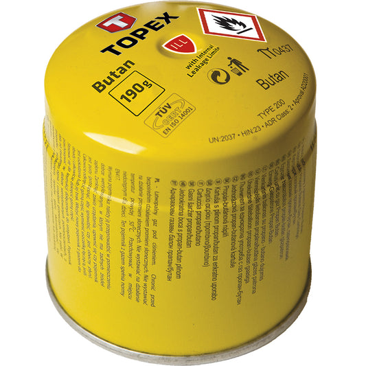 Camping – Butane gas cartridge, 190 g, gas flow shut-off system - Carlat