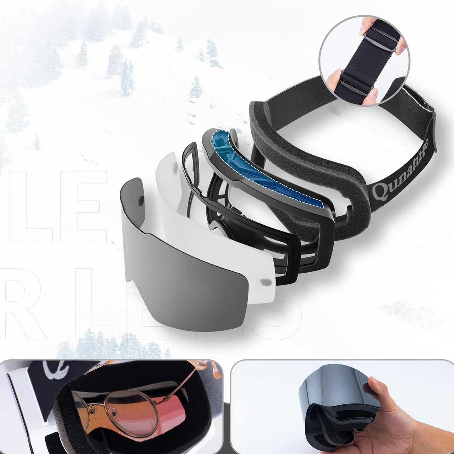 Camping & Hiking – UV400 anti-fog frameless ski goggles - Carlat