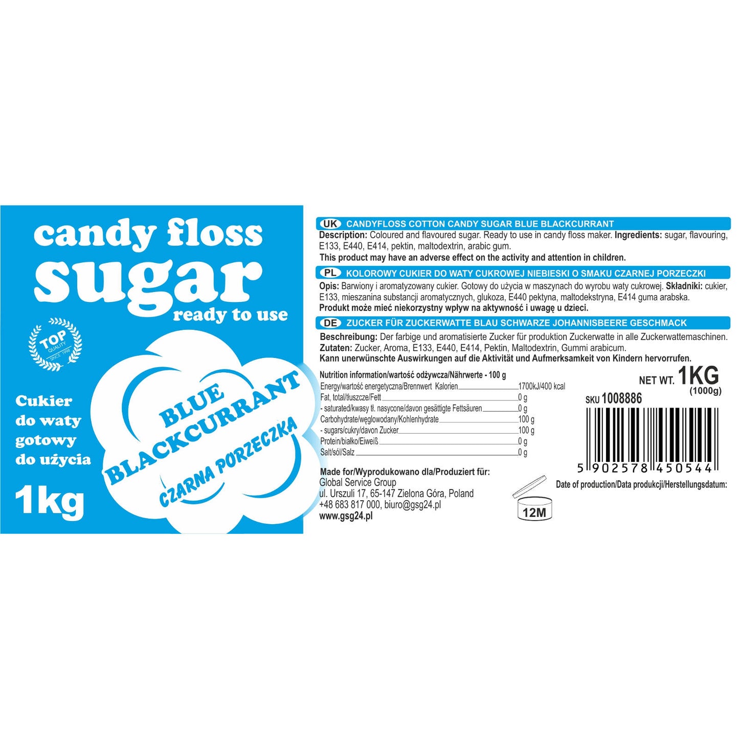 Candy & Chocolate – Colored blue cotton candy sugar with - Carlat
