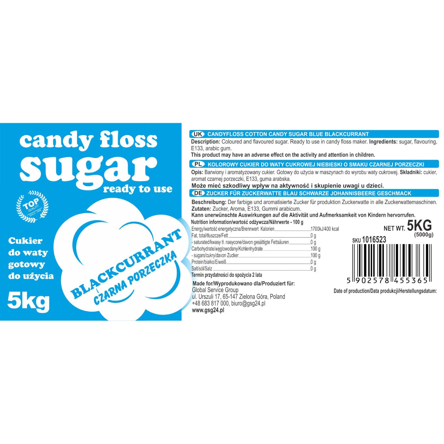 Candy & Chocolate – Colored blue cotton candy sugar with - Carlat