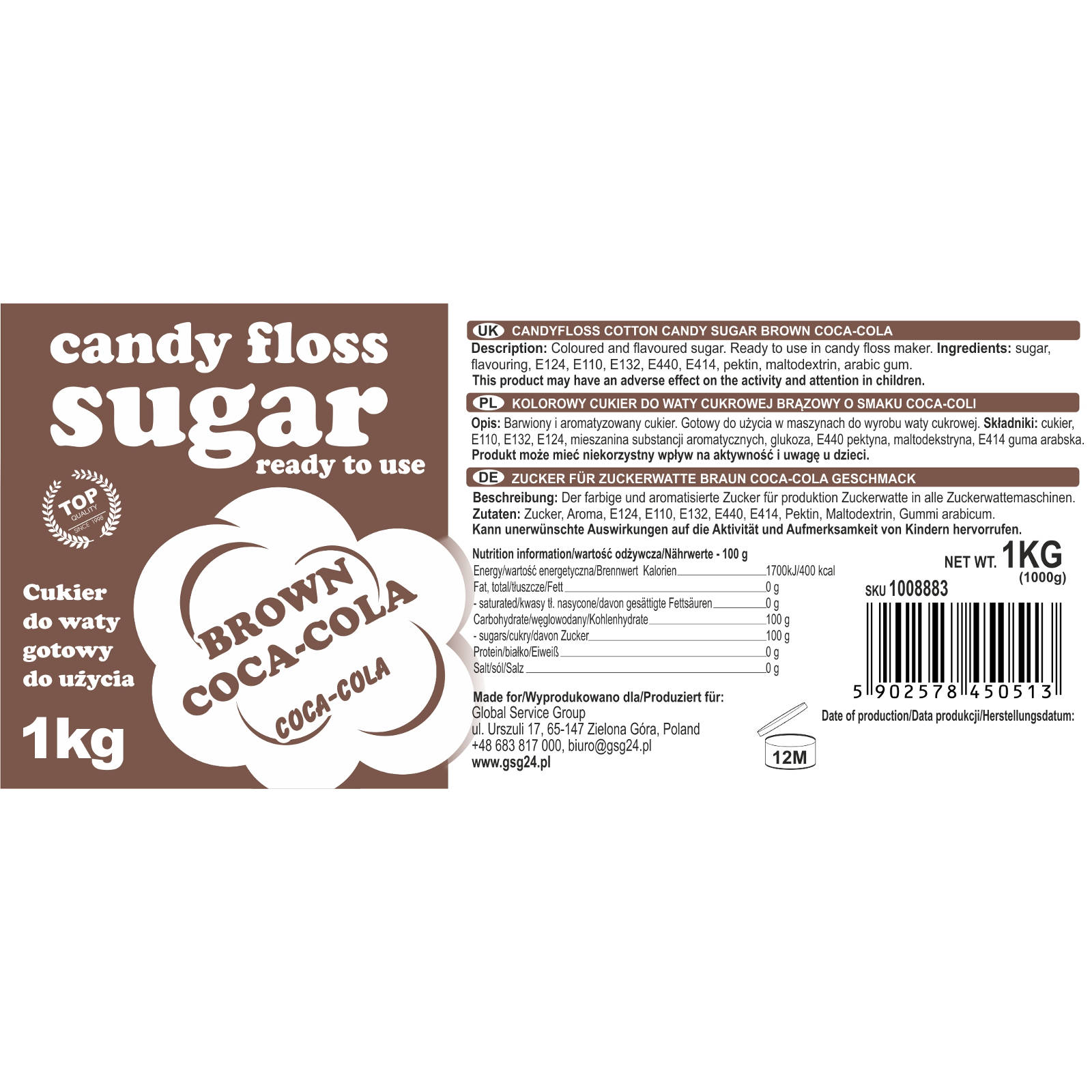 Candy & Chocolate – Colored brown cotton candy sugar with - Carlat