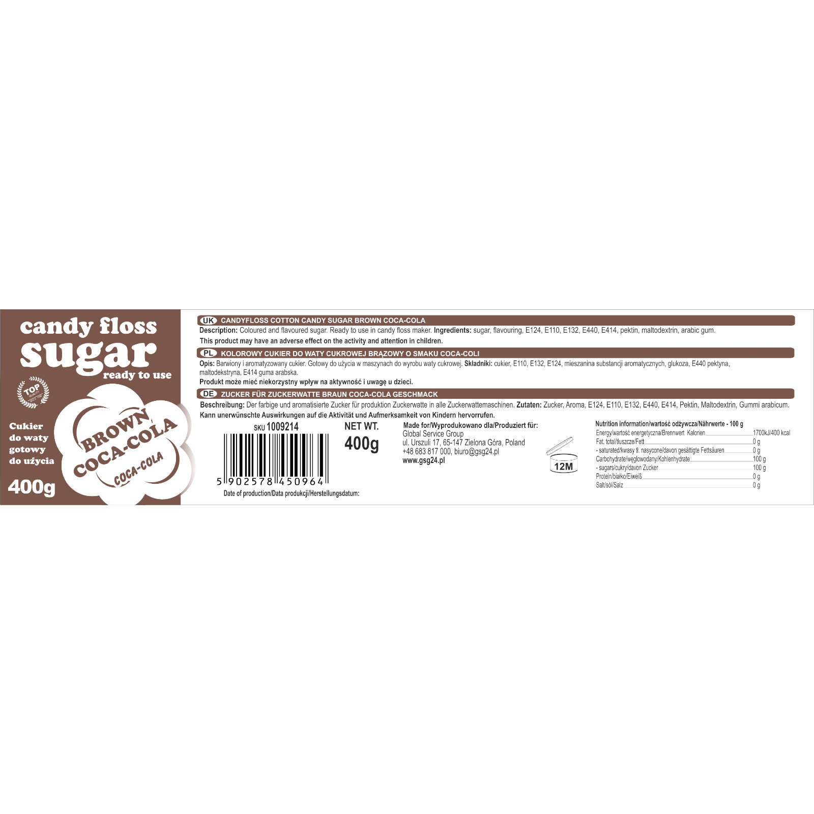 Candy & Chocolate – Colored brown cotton candy sugar with - Carlat