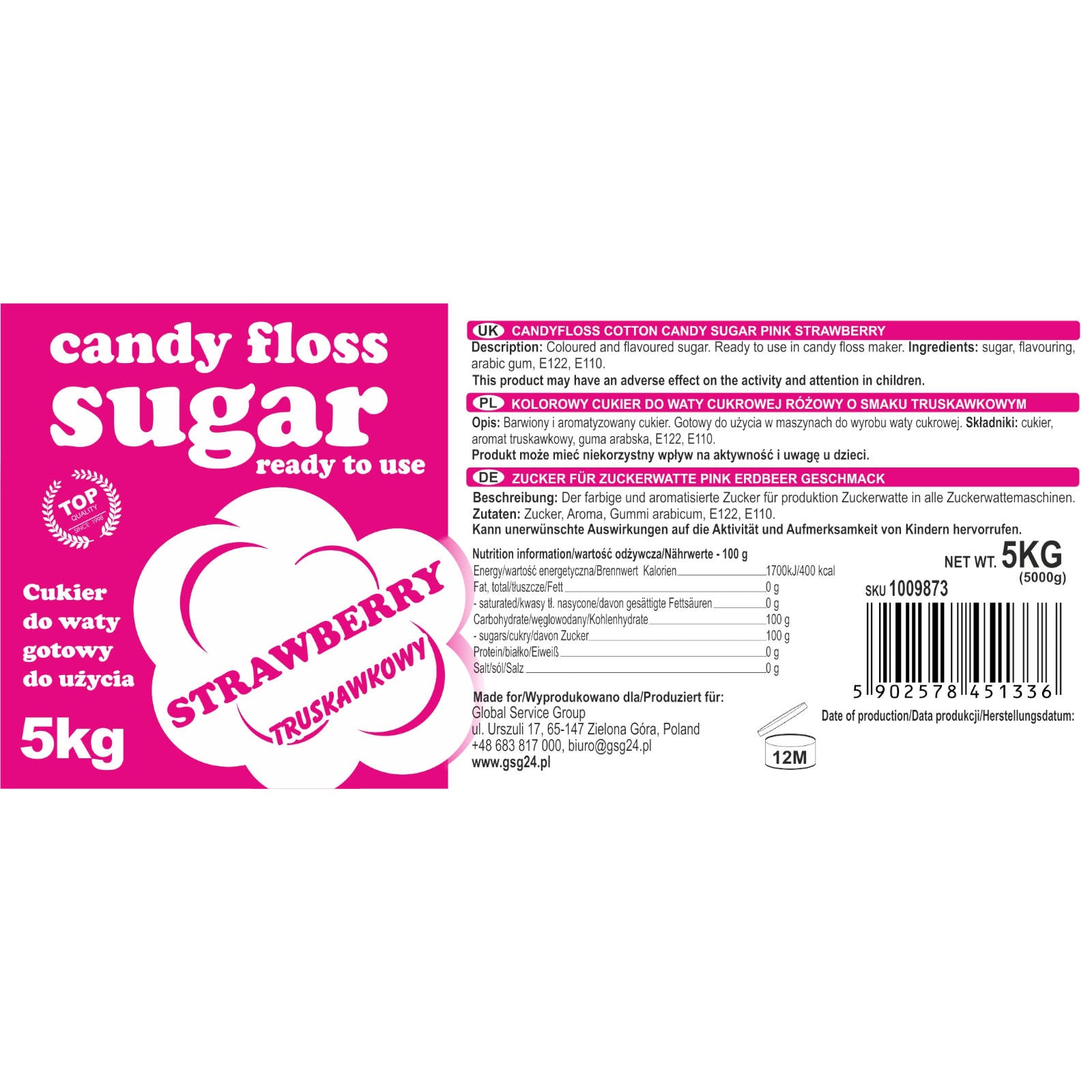 Candy & Chocolate – Colored flavored red cotton candy sugar - Carlat
