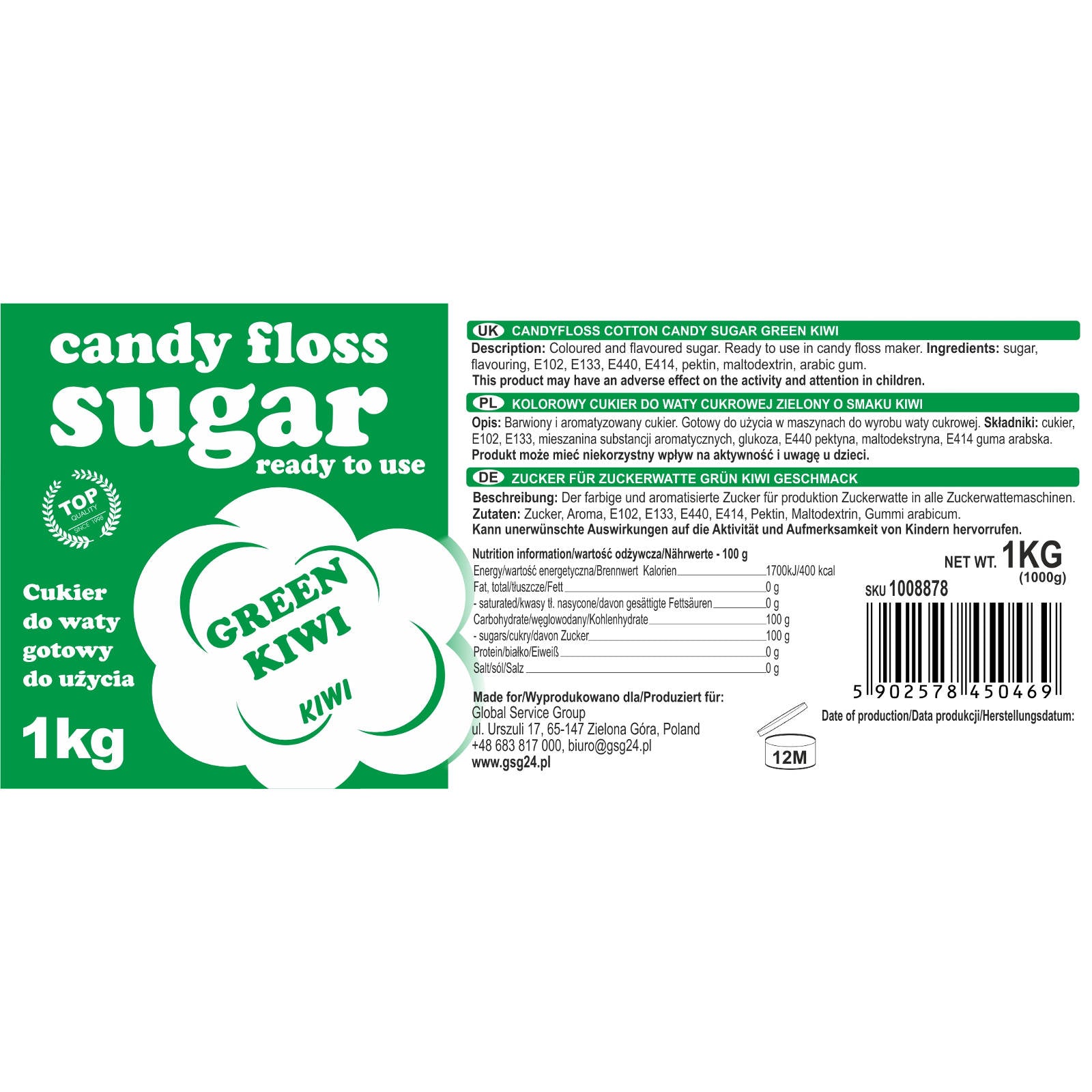 Candy & Chocolate – Colored green cotton candy sugar with - Carlat