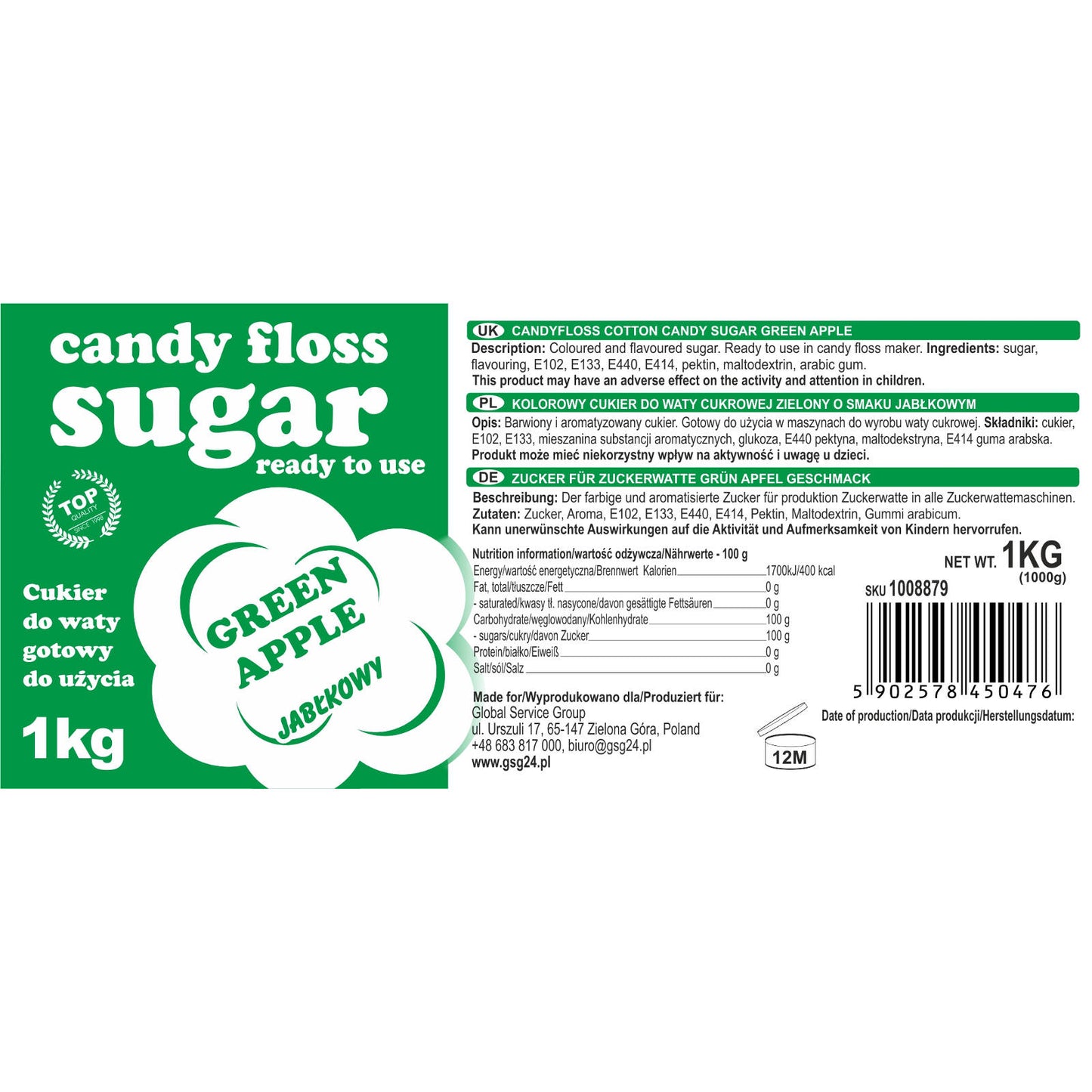 Candy & Chocolate – Colored green cotton candy sugar with - Carlat