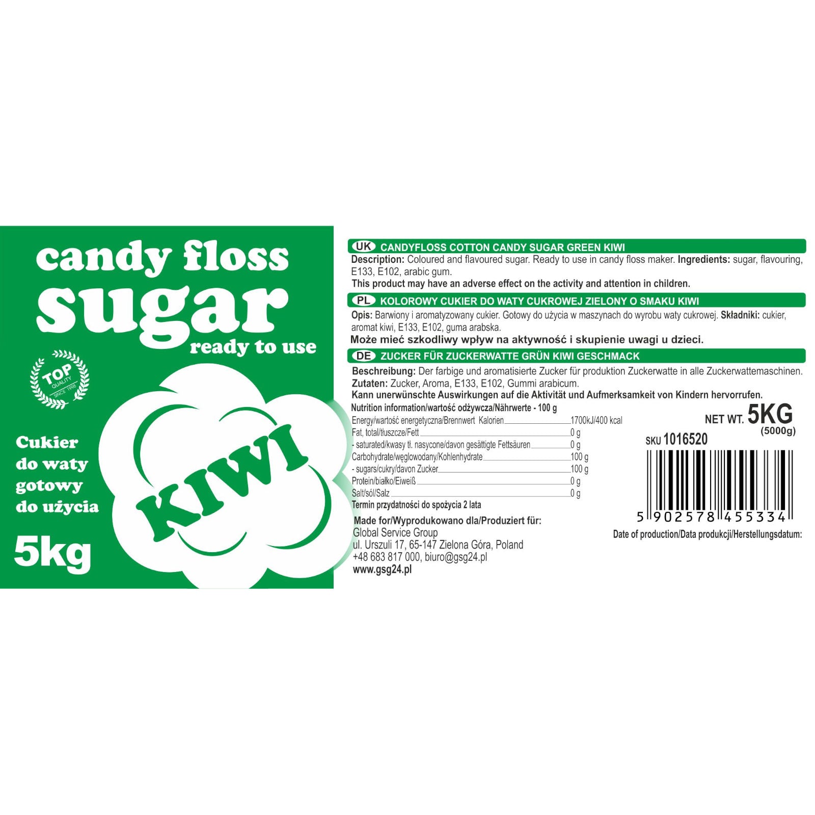 Candy & Chocolate – Colored green cotton candy sugar with - Carlat