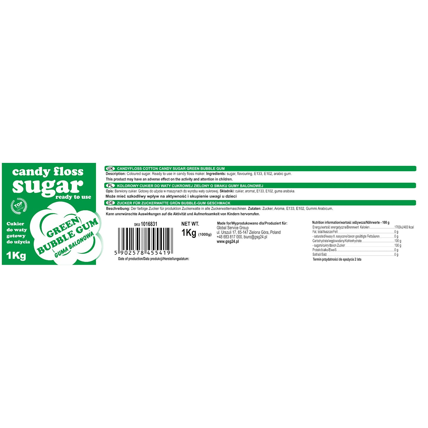 Candy & Chocolate – Colored green cotton candy sugar with - Carlat