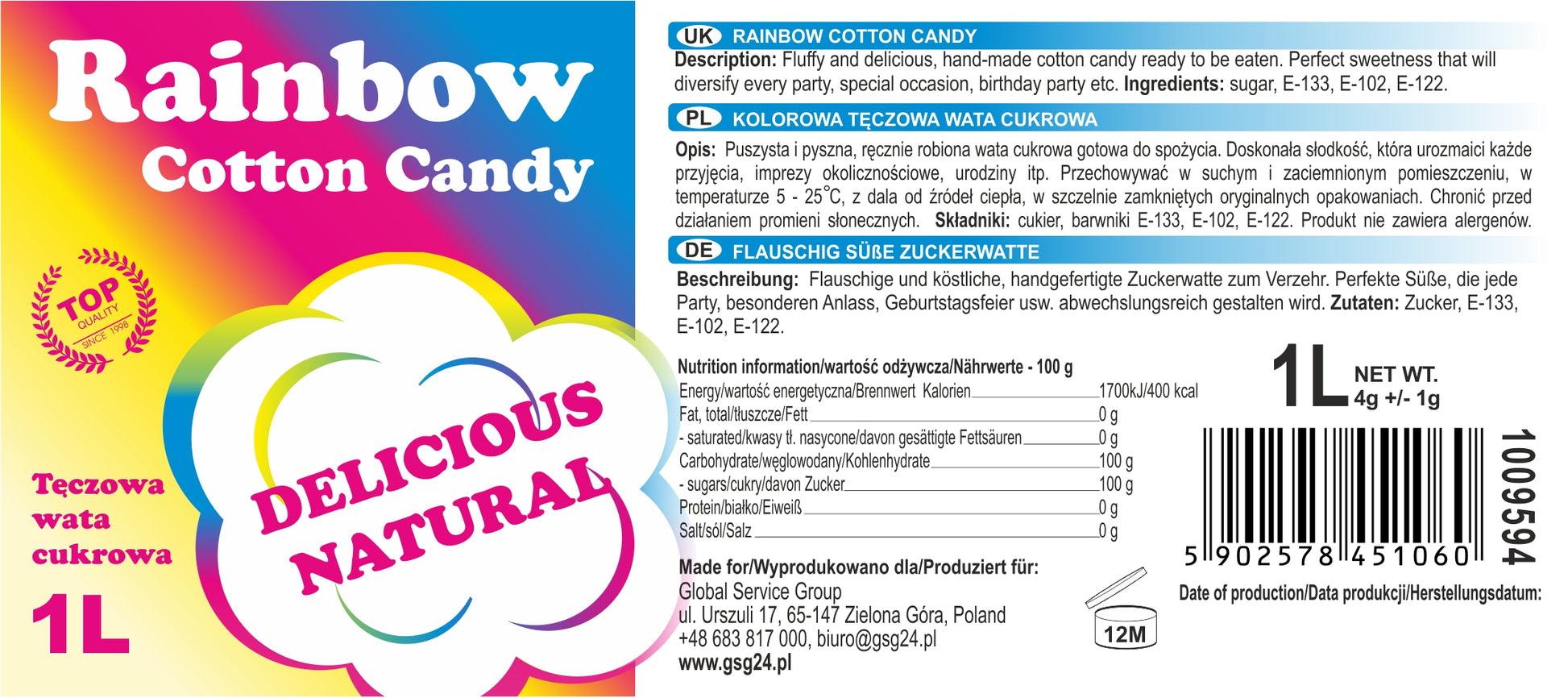 Candy & Chocolate – Colorful rainbow cotton candy Rainbow Cotton - Carlat