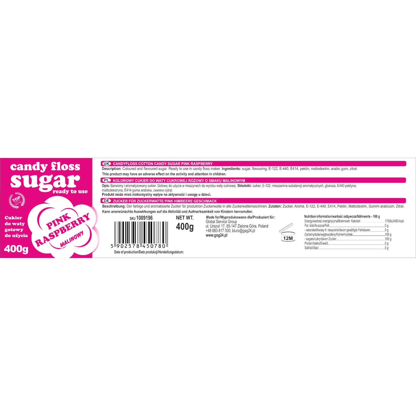 Candy & Chocolate – Pink colored sugar for cotton candy - Carlat