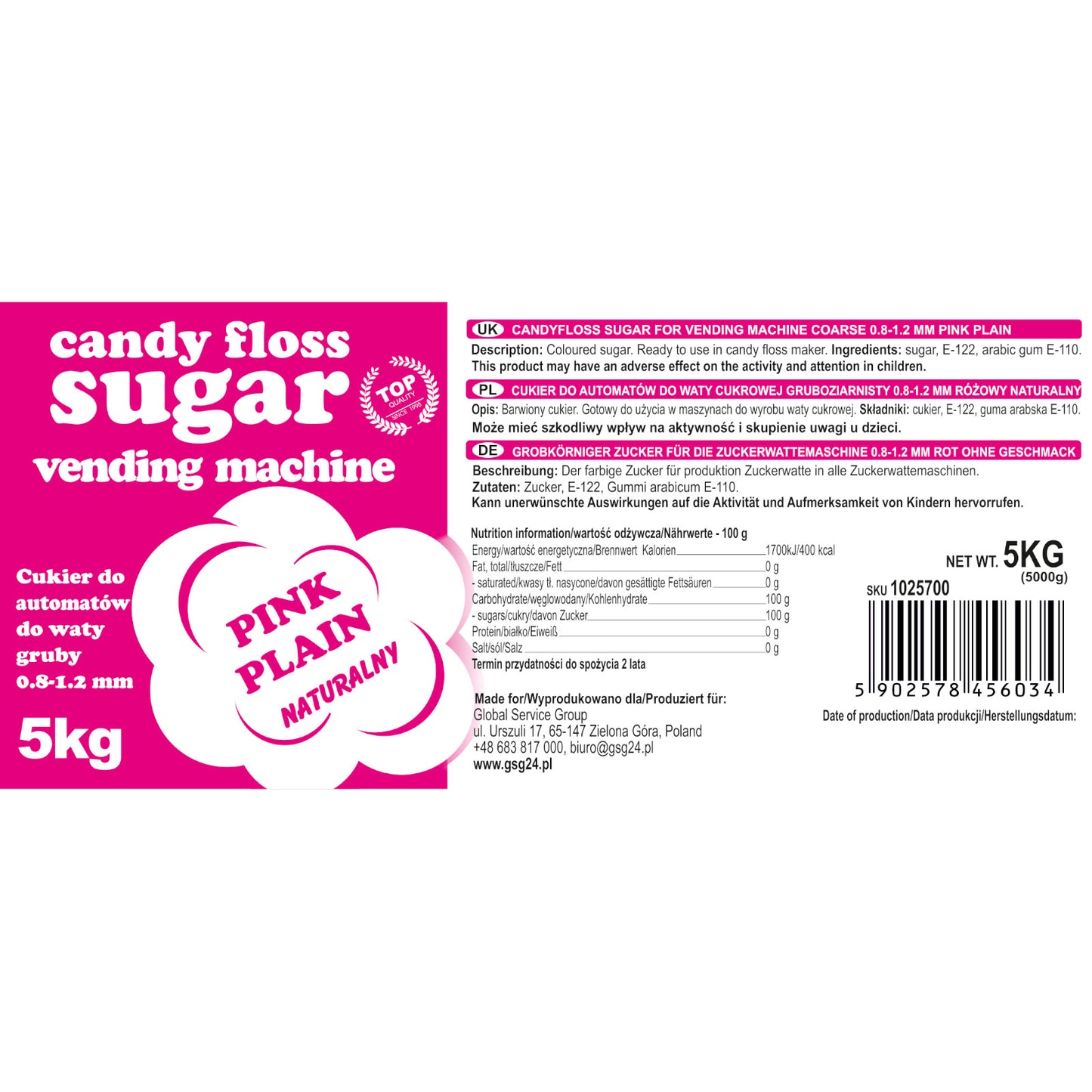 Candy & Chocolate – Sugar for the cotton candy machine, - Carlat