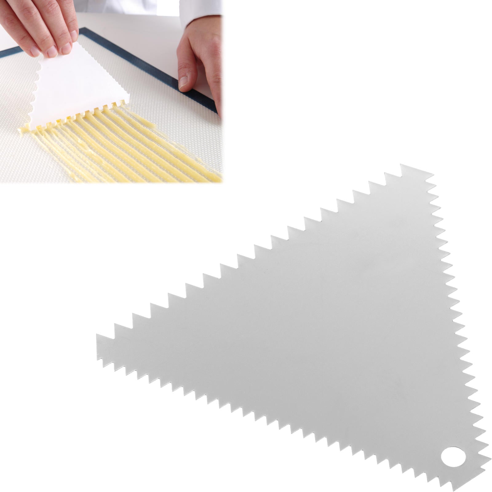 Candy & Chocolate – Triangular confectionery scraper, SERRATED, stainless steel - Carlat