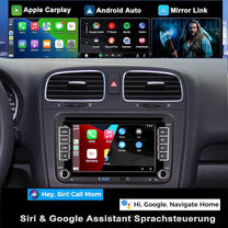 Car Radio for VW Golf 5/6, Polo 5/6R, T5, Passat, Jetta - 7" Touch Screen, Wireless CarPlay & Android Car, Bluetooth/AM/FM/Steering Wheel Control (SWC)/USB/DSP-EQ, Plug and Play - Carlat