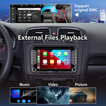 Car Radio for VW Golf 5/6, Polo 5/6R, T5, Passat, Jetta - 7" Touch Screen, Wireless CarPlay & Android Car, Bluetooth/AM/FM/Steering Wheel Control (SWC)/USB/DSP-EQ, Plug and Play - Carlat
