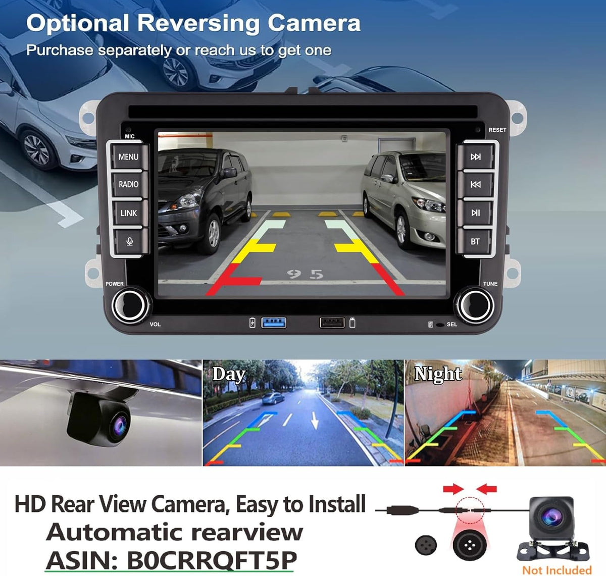 Car Radio for VW Golf 5/6, Polo 5/6R, T5, Passat, Jetta - 7" Touch Screen, Wireless CarPlay & Android Car, Bluetooth/AM/FM/Steering Wheel Control (SWC)/USB/DSP-EQ, Plug and Play - Carlat