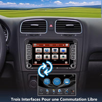 Car Radio for VW Golf 5/6, Polo 5/6R, T5, Passat, Jetta - 7" Touch Screen, Wireless CarPlay & Android Car, Bluetooth/AM/FM/Steering Wheel Control (SWC)/USB/DSP-EQ, Plug and Play - Carlat