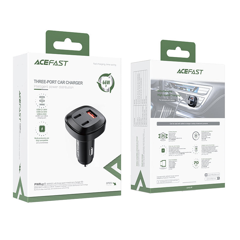 Car charger 66W 2x USB-C USB Power Delivery QC 4.0 black - Carlat