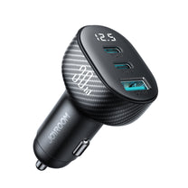 Car charger with display 2x USB-C USB-A 30W black - Carlat