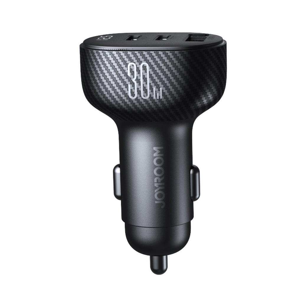 Car charger with display 2x USB-C USB-A 30W black - Carlat