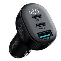 Car charger with display 2x USB-C USB-A 30W black - Carlat