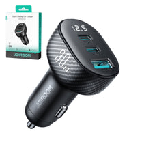 Car charger with display 2x USB-C USB-A 30W black - Carlat