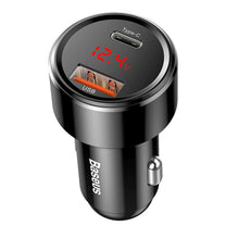Car charger with display USB-A USB-C 45 W - black - Carlat