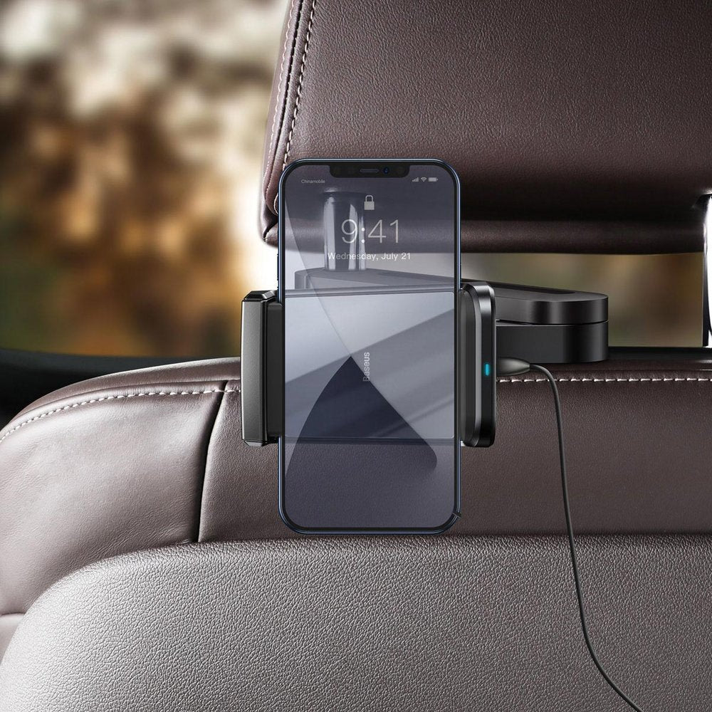 Car handle for phone with headrest with Qi 15 W wireless charger - Carlat