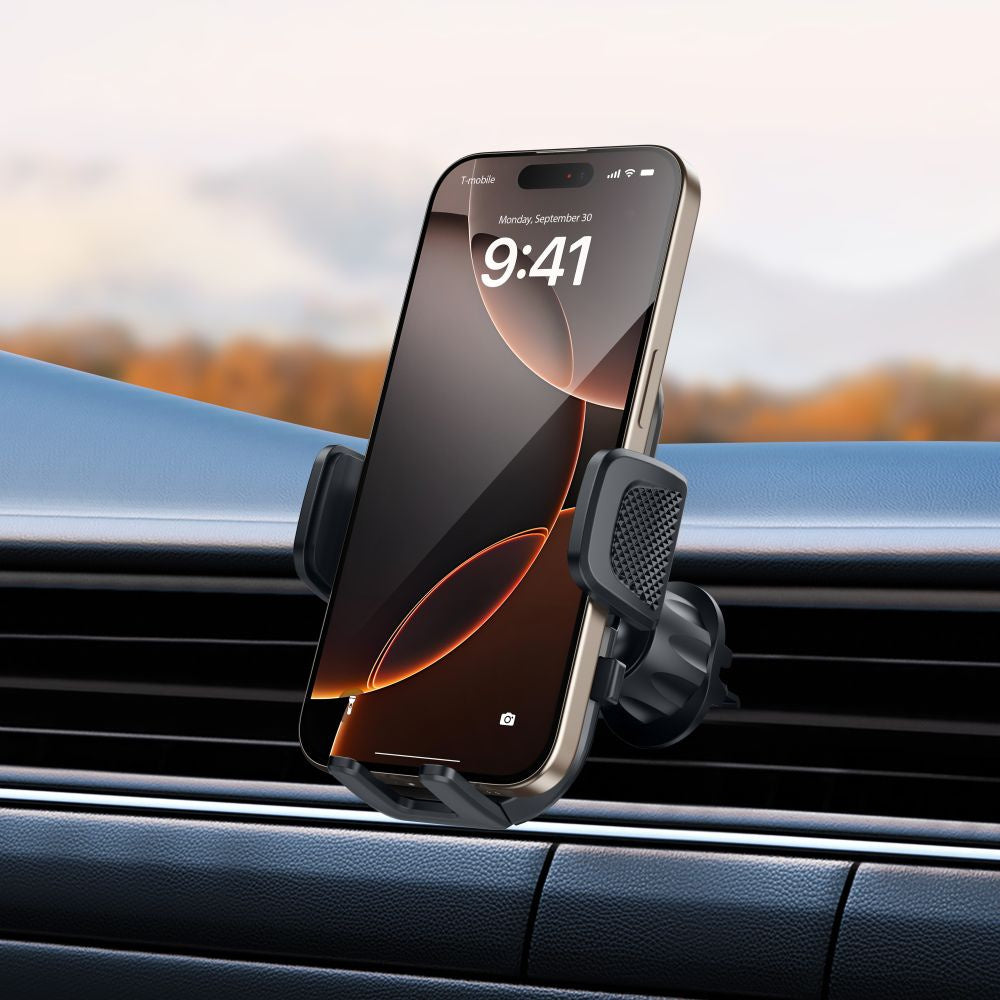 Car holder for a smartphone on the dashboard, window, air vent V8 - black - Carlat