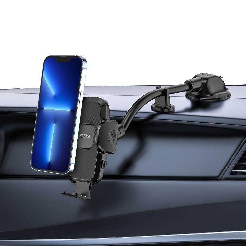 Car windshield holder cockpit for phone with long arm - black - Carlat
