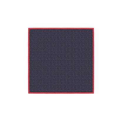 Navy blue textured square with a red border on a white background