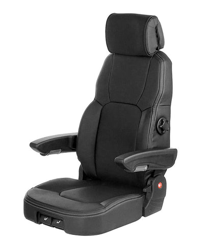 Black vehicle seat with adjustable features on a white background, branded as UnitedSeats.
